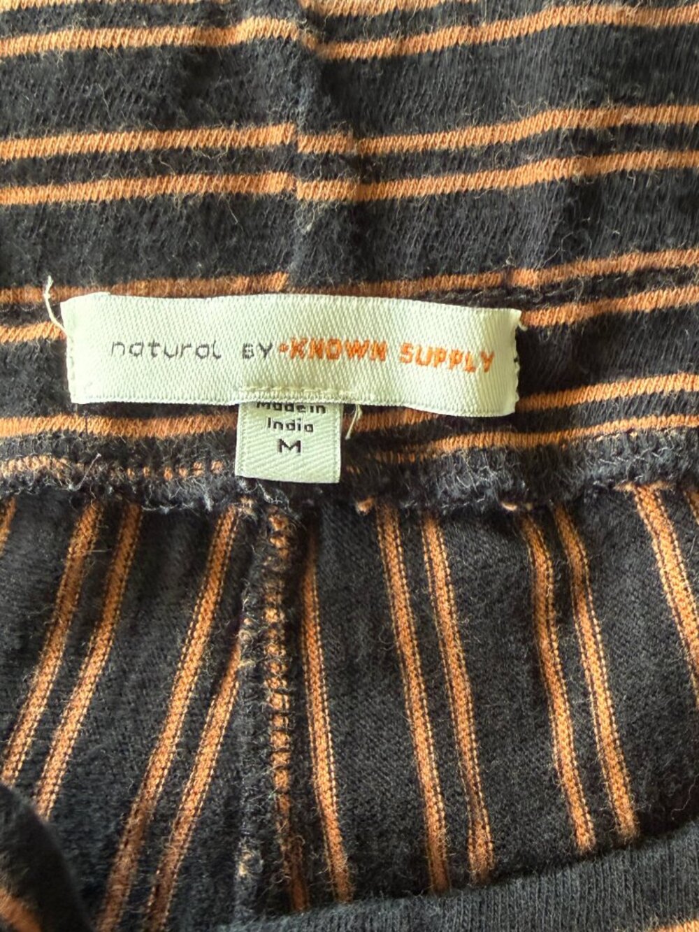 Natural by Known Supply Striped Knit Pants Size M Organic Cotton Black Orange - Picture 6 of 8